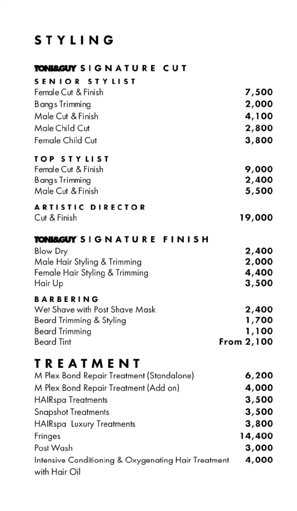 KDA Price List